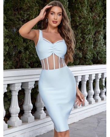 Strappy Sleeveless Gauze Over Knee Bandage Dress HB01321