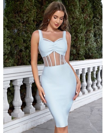 Strappy Sleeveless Gauze Over Knee Bandage Dress HB01321