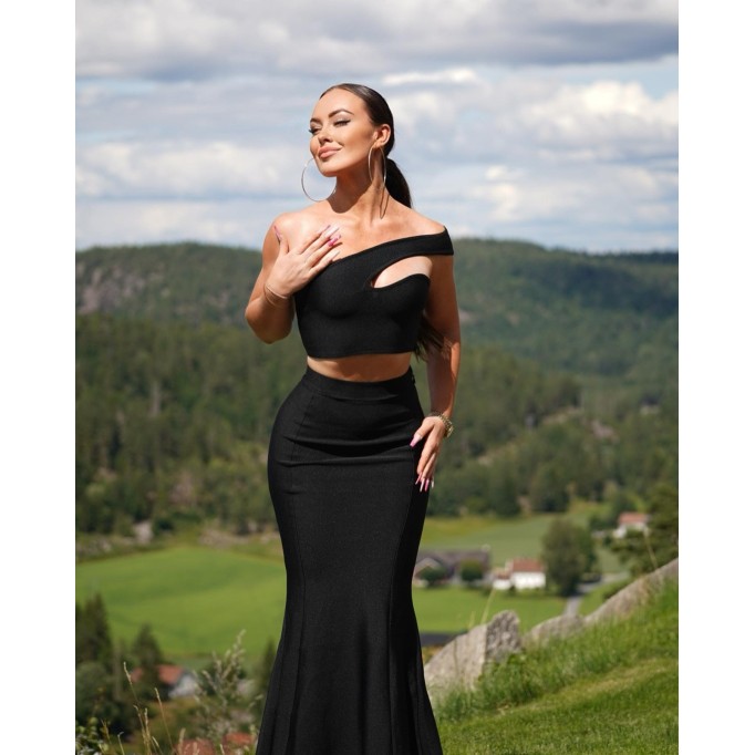 One Shoulder Crop Top & Maxi Skirt Set