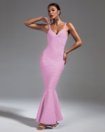 Strappy Fishtail Backless Maxi Bandage Dress