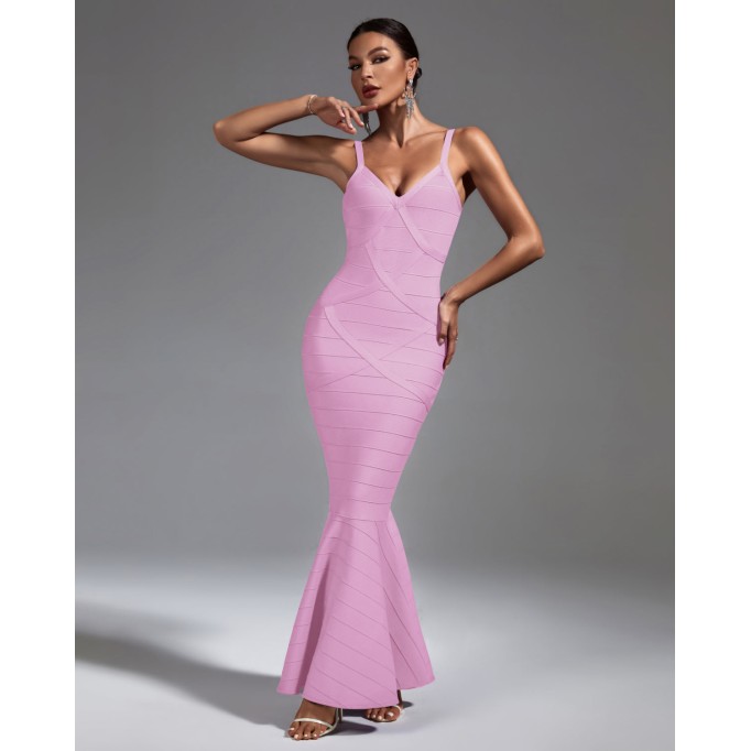 Strappy Fishtail Backless Maxi Bandage Dress