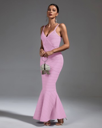 Strappy Fishtail Backless Maxi Bandage Dress