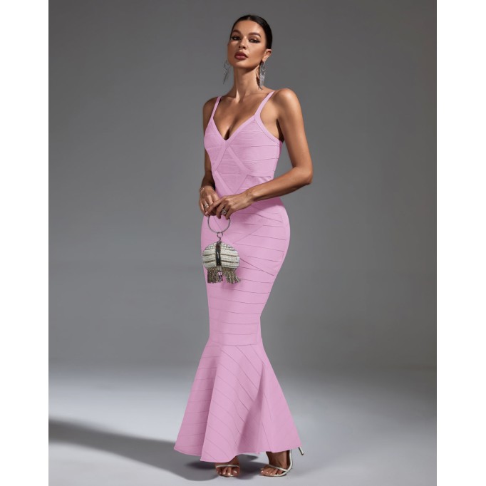 Strappy Fishtail Backless Maxi Bandage Dress