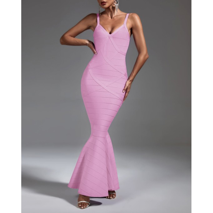 Strappy Fishtail Backless Maxi Bandage Dress