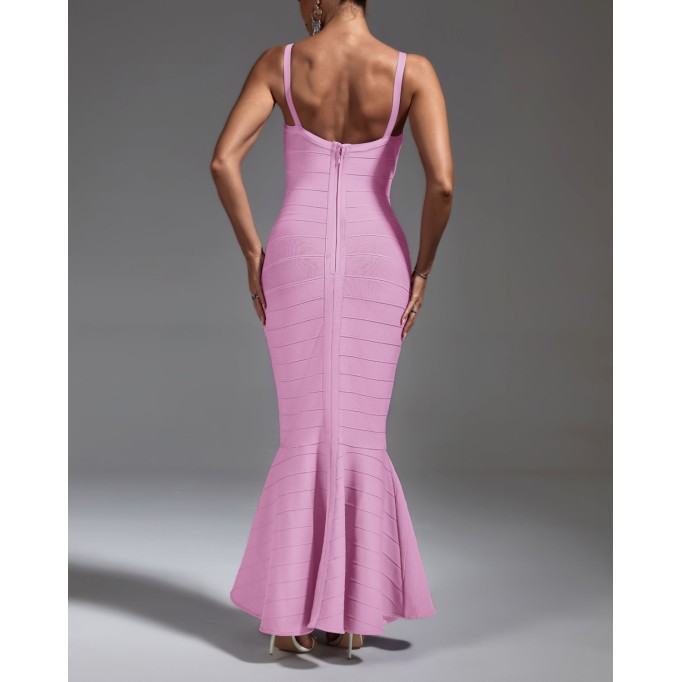 Strappy Fishtail Backless Maxi Bandage Dress