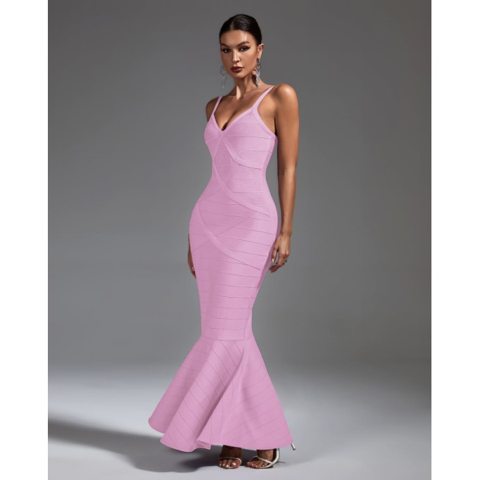 Strappy Fishtail Backless Maxi Bandage Dress