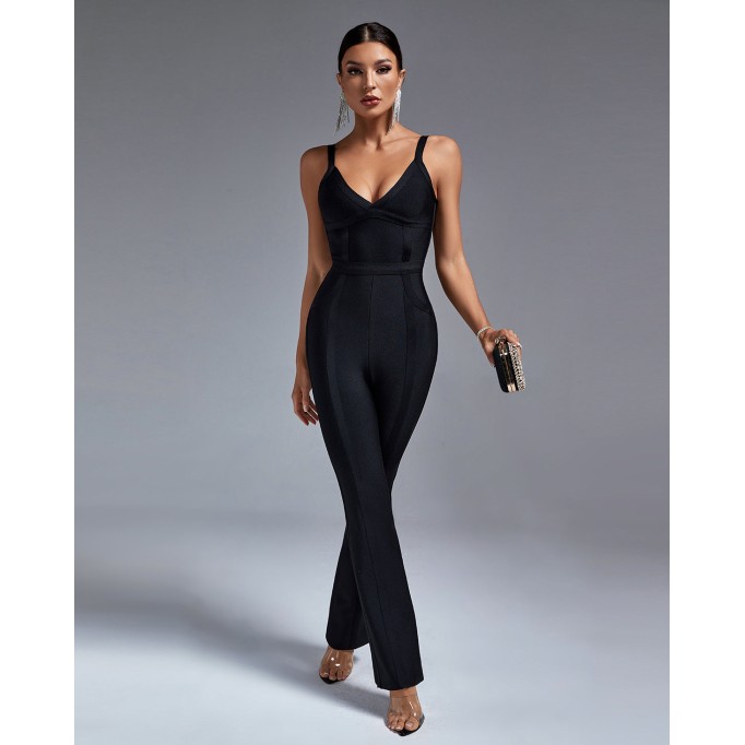 Strappy Stripe Bandage Jumpsuit